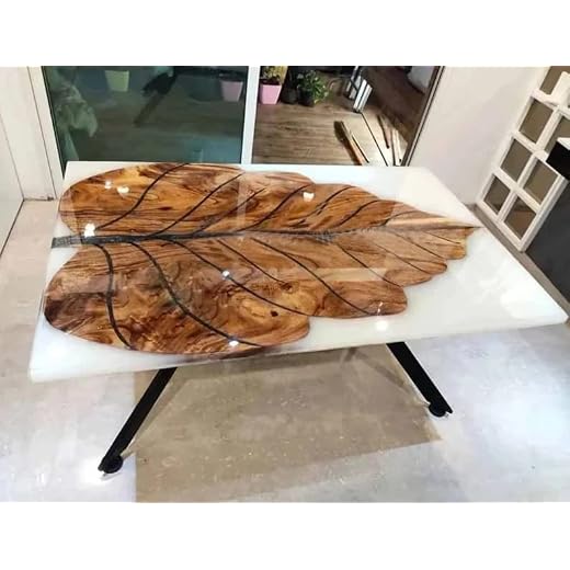 Customized White Epoxy Table, Dining Table, Wood Resin Table, Coffee Table, River Sofa Table, Handcrafted Table, Home Interior Furniture (Without Stand, 60 x 30Inches)
