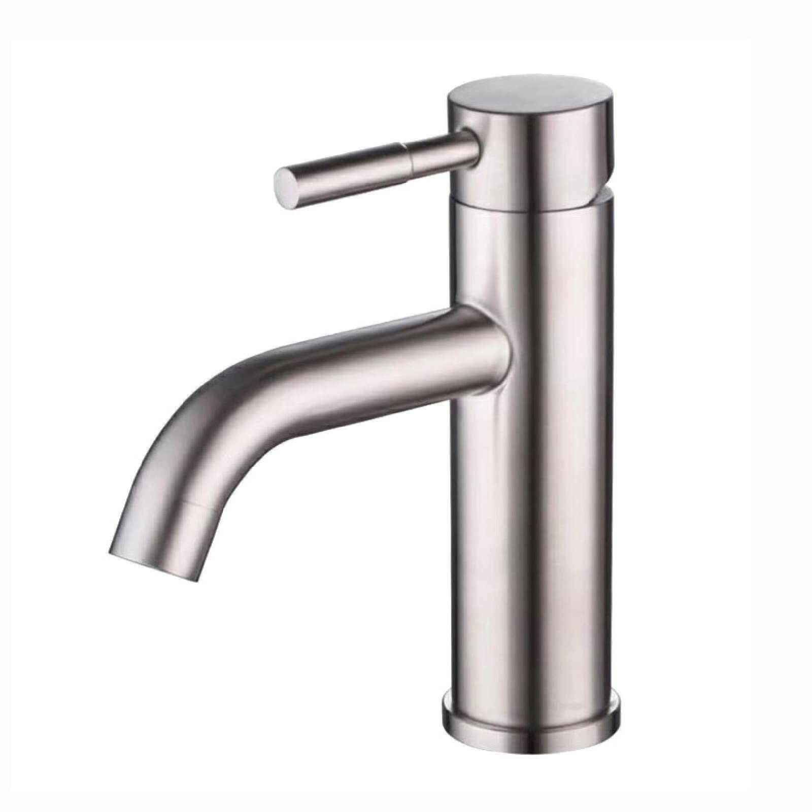 Mitigeur de lavabo monotrou en acier inoxydable nickel brossé pour salle de bain