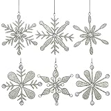 Shalinindia Handmade Snowflake Iron and Glass Pendant Christmas Ornaments, 6 Inches