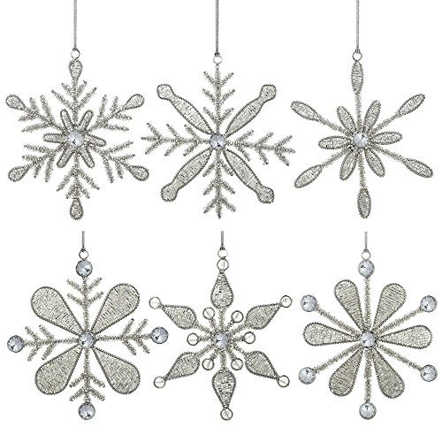 Shalinindia Handmade Snowflake Iron And Glass Pendant Christmas Ornaments, 6 Inches #TOP13