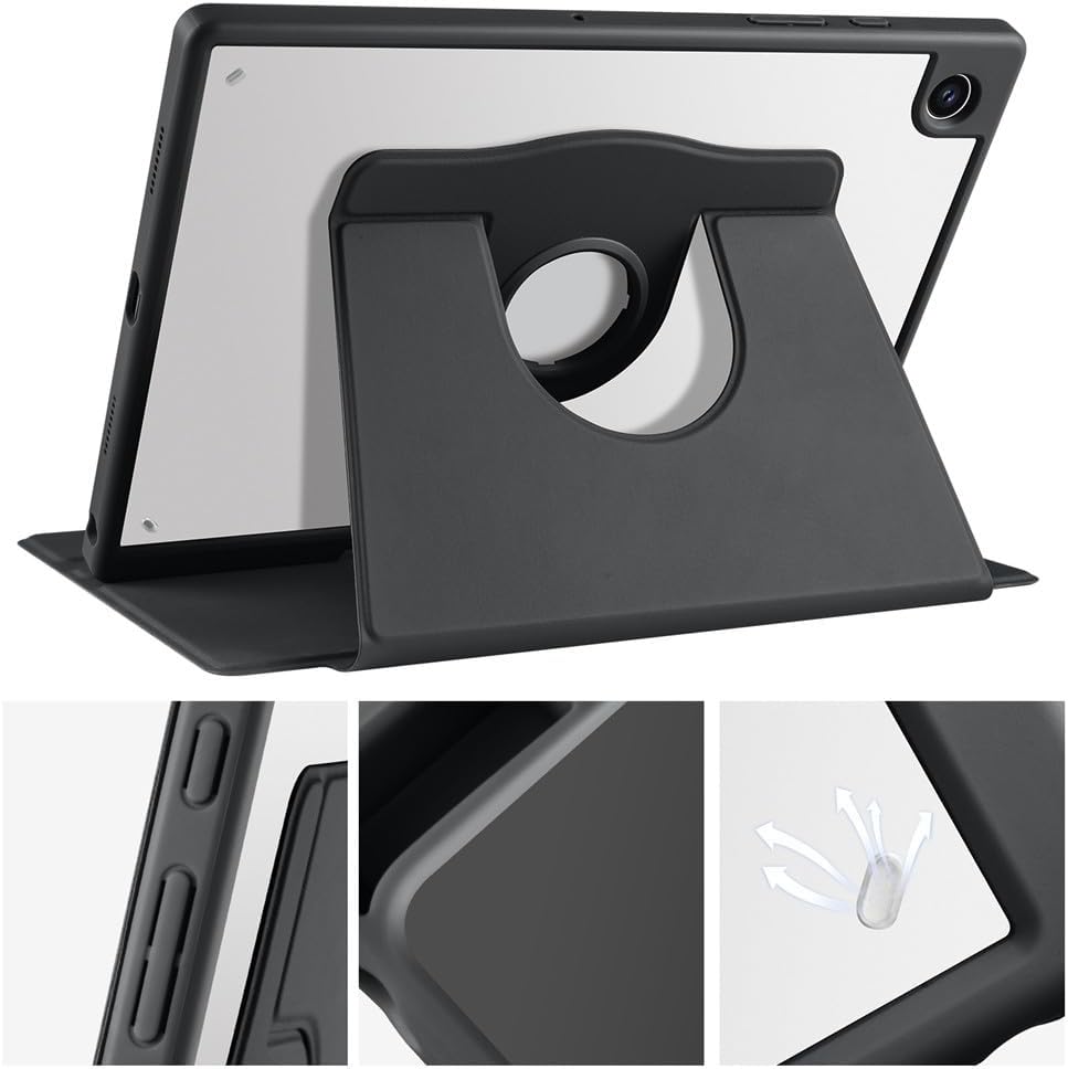 Generic case Compatible with Samsung Galacy tab A9 Plus 11.0 SM-X210 X216B X218U (Couleur : Grey) Smart Case Rotating Stand Leather Silicon Hard Cover image 2