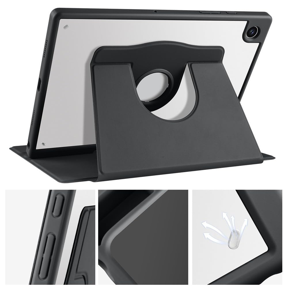 Generic Étui compatible avec Samsung Galacy tab A8 10.5 2022 SM-X207 (couleur : noir) étui intelligent avec support rotatif en cuir et silicone
