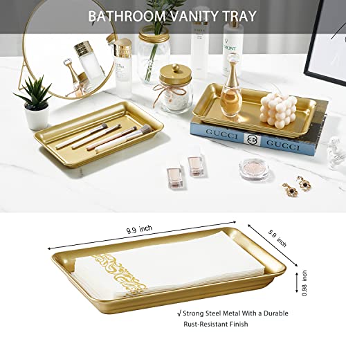 SheeChung 8PCS Mason Jar Bathroom Accessories Set Complete - Soap Dispenser, Toothbrush Holder, 2pcs Qtip Holders, Flower Vase, Soap Holder, Vanity Tray, Toilet Paper Storage, Bathroom Decor - Gold - Image 7