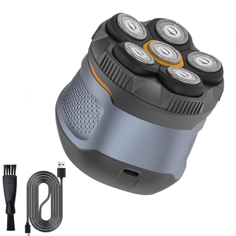 Afeitadora Cabeza Hombre, Máquina Afeitar para Calvo, en Seco y Húmedo, IPX6 Impermeable, USB-C, Cabeza Flotante 6D, Batería 1400mAh