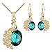 Produktbild Gold Peacock Halskette Ohrringe mit Diamant-Schmuck 2 Stück Set YunYoud lang halsreif halsschmuck edelsteinkette kettenanhänger kleinem fusskette perlenkette damenketten