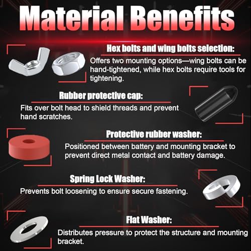 image for BFXM Battery Hold Down Kit, Aluminum Alloy Battery Tie Down Mount Brac