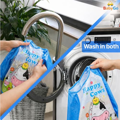 Image of BabyGo Cotton Baby Tie Button Bibs | Soft, Washable Feeding Bibs for Kids, Adjustable, Reusable, Gentle on Skin, Comfortable & Ideal for Mealtime, Perfect for Infants & Toddlers | Multicolor