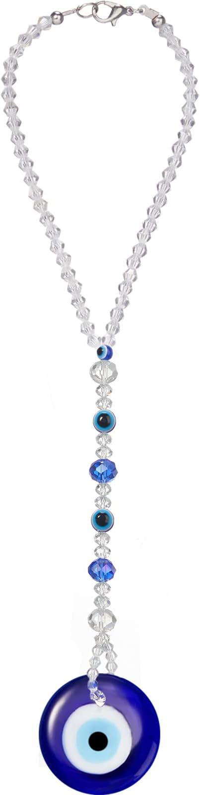 Evil Eye Car Hanging Ornament Evil Blue Eye Charms for Rear View Mirror Beaded Decor Car Accessories Pendent for Window Door Frame Balcony (Classic Style,Blue)