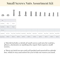 Vista 3 de 600pcs 12 Tipos Tornillos Pequeños Tuercas Kit Surtido M1 M1.2 M1.4 M1.6 para Relojes Gafas con Caja de Plástico Bien Organizado