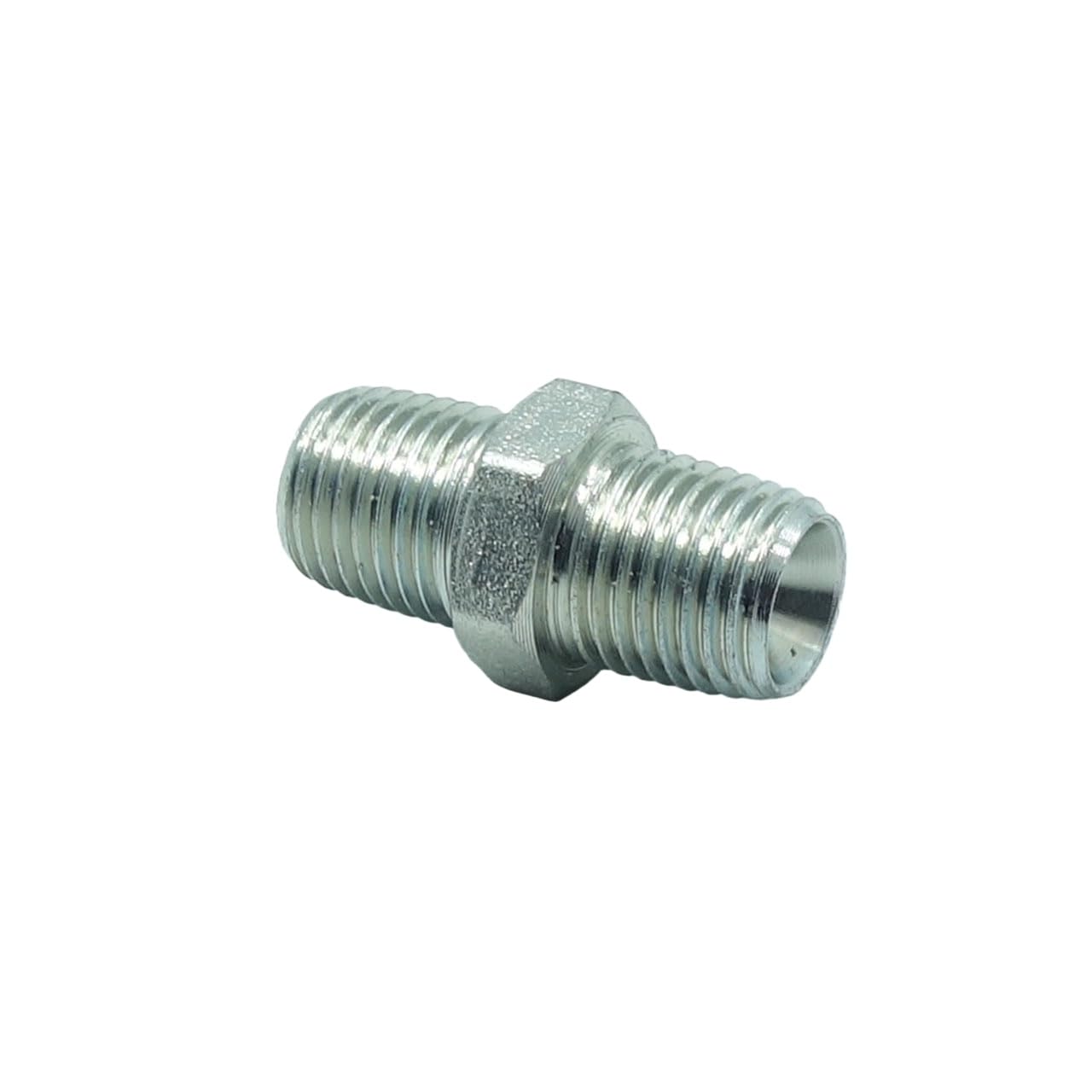 3 Pcs 1/4" x 1/4" Male NPT Hex Nipple Plated Steel Hydraulic Fitting Adapter - 3