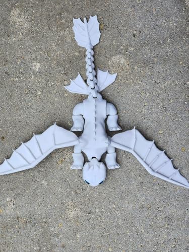 Image of Flexible Toothless Dragon 3D Printed Light Fury Toys | Comaptible with How to Train Your Dragon Toys, Dragon Action Figure, Mini Figures, Dragon Toy for Fans & Collectors (White)