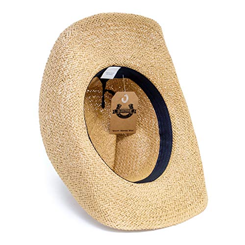 Old Stone Straw Cowboy Cowgirl Hat For Men/Women Unisex Summer Winter Wide Brim Sun Hat Dallas Western Style For Safari Fishing Beach Golf Hiking Multipurpose,Chloe Light Brown #TOP3