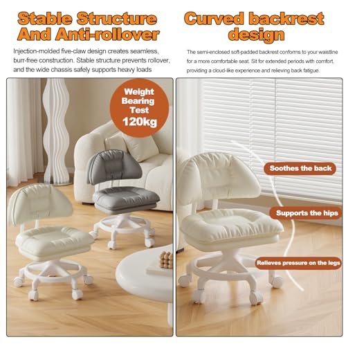 Tabouret pivotant 360 à dossier et assise basse réglable - 7