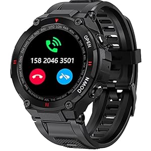 CyberDyer Smartwatch Herren Militärische Fitnessuhr 1.3” Touchscreen Stoppuhr mit Bluetooth-Anrufe, Schrittzähler, Gesundheits, Pulsuhr Schlafmonitor, Wasserdicht Fitness Tracker für iOS und Android
