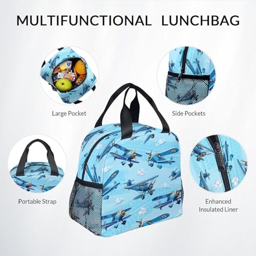 Image of Kids Backpack with Lunch Bag and Pencil Case - 3Pcs Airplane Backpacks Set for Boys - Durable Toddler Bookbag for Kindergarten, Primary & Elementary (17 Inch)