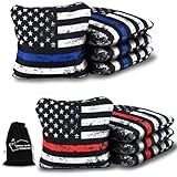 JST GAMEZ Professional Cornhole Bags Set of 8 - Dual Sided Stick & Slide (Suede/Woven) - Premium Resin Filled Regulation Weight & Size (6x6, 16oz) - Double Stitched Reinforced Seams with Carry Tote