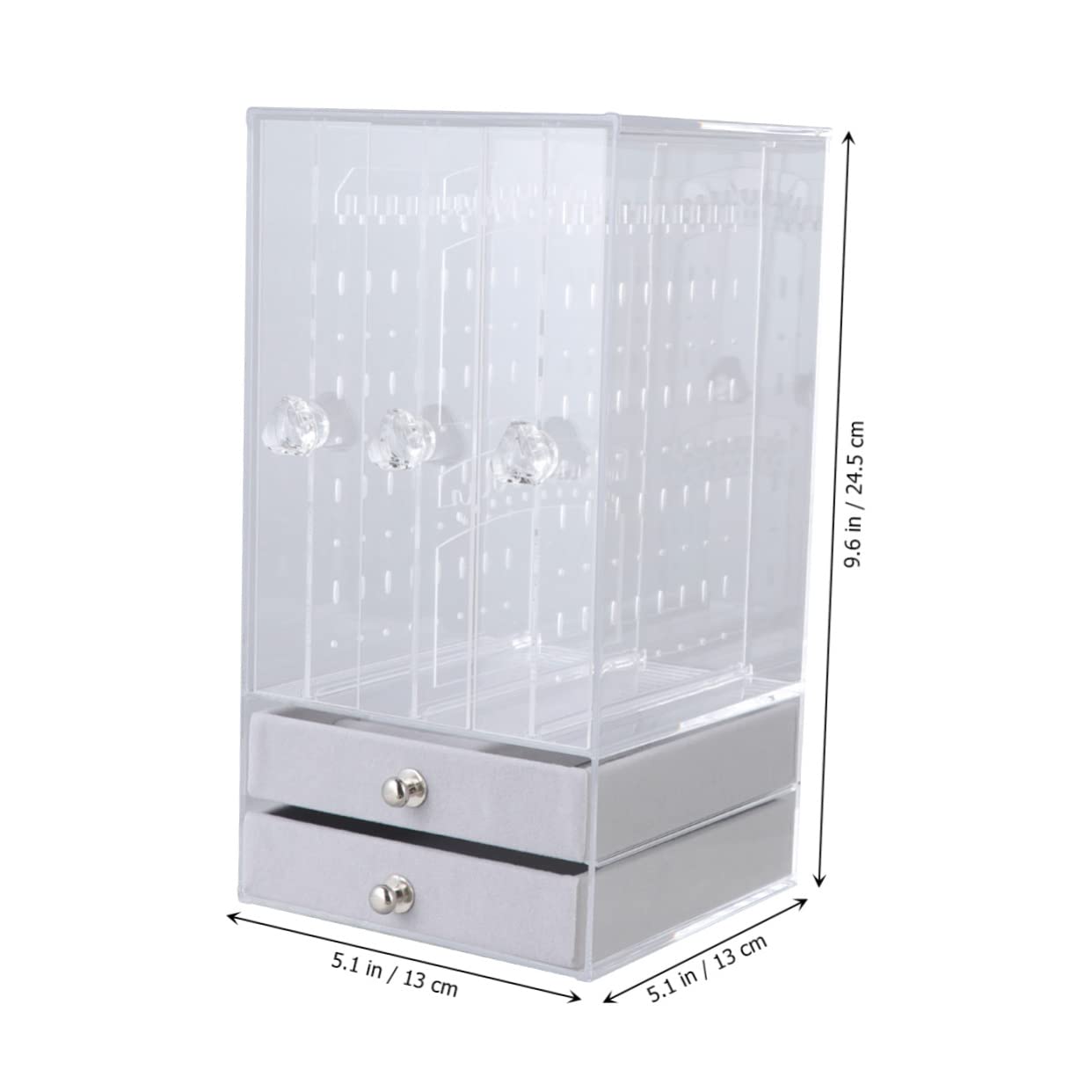 COLLBATH Estante De Exhibición De Joyas Para Aretes Caja De Almacenamiento De Acrílico Con 2 Cajones Para Uso En Tiendas De Collares Pulseras Y Joyas