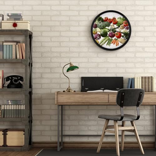 Horloge murale sans bruit de 25 cm décor légumes pour décorer ma cuisine