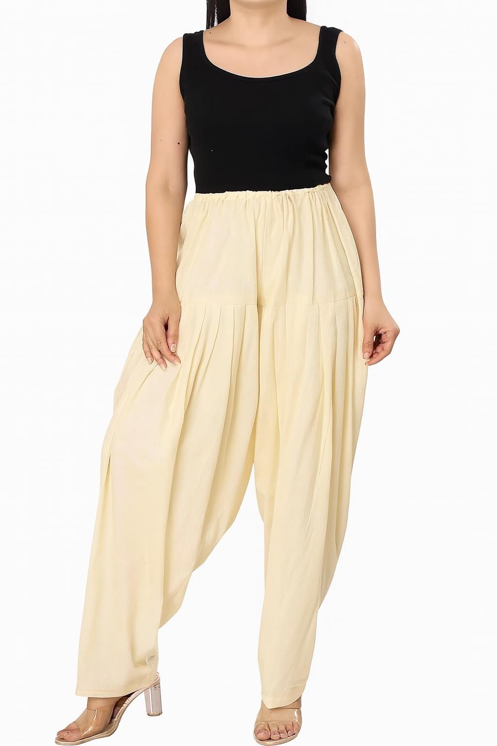 shaneka Women's Patiala Salwar Pants, Cream, Elastic Waist, Drawstring Closure, Traditional Indian Style-picture-27