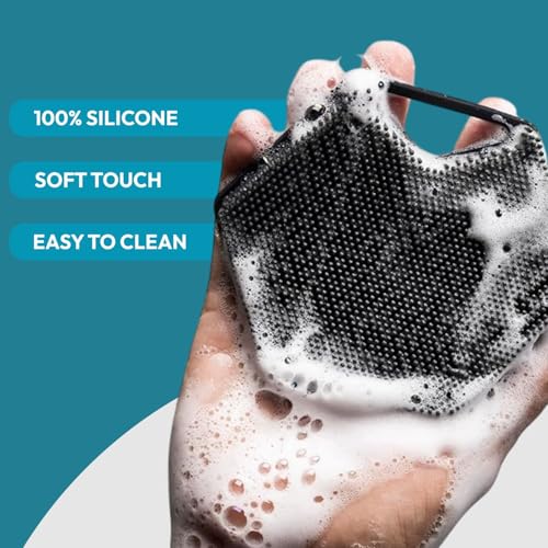 Image of MildCares Silicone Body Scrubber & Scalp Massager for Men & Women | Cleanses, Exfoliates & Removes Dead Skin | Super Soft Silicone Bristles for Both Body and Hair | Soft Bristles for Skin & Scalp Cleansing - Set of 2