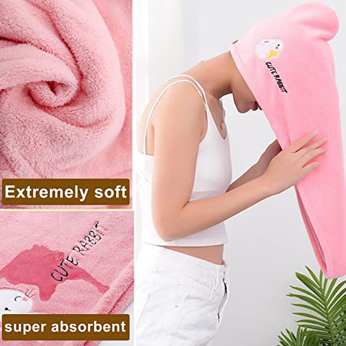 Romasa Hair Drying Towel Microfiber Hair Towel Wrap With Buttons Super Absorbent Twist Turban Shower Gift For Kids And Women (3Pcs-Standard Thickness) #TOP2