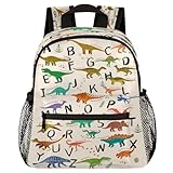 AUUXVA Mochila infantil neutra para crianças pré-escolares, meninos e meninas, dinossauros infantis, mochila infantil para jardim de infância, Dinossauro do alfabeto, 12' x 10' x 4', Mochilas Daypack