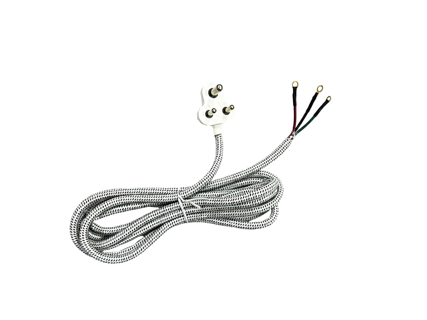 3 Meter 3 Pin Power Cord Cable with Open Wire Ends | Heavy Duty Braided Electrical Wire | 3 Core Copper Cable for Appliances, DIY & Repair Use (White & Black).-image-38
