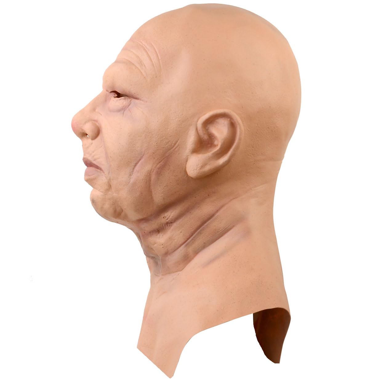 HOTTERCOS Realistische Maske für den alten Mann, Glatze, Humen, Gesichtsmasken, Falten, Vollkopfmaske, Halloween-Maske, Kostümrequisiten