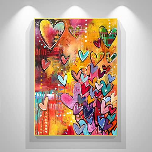 Peinture street art coeur coloré dsdsgog toile amour graffiti pour sublimer votre foyer