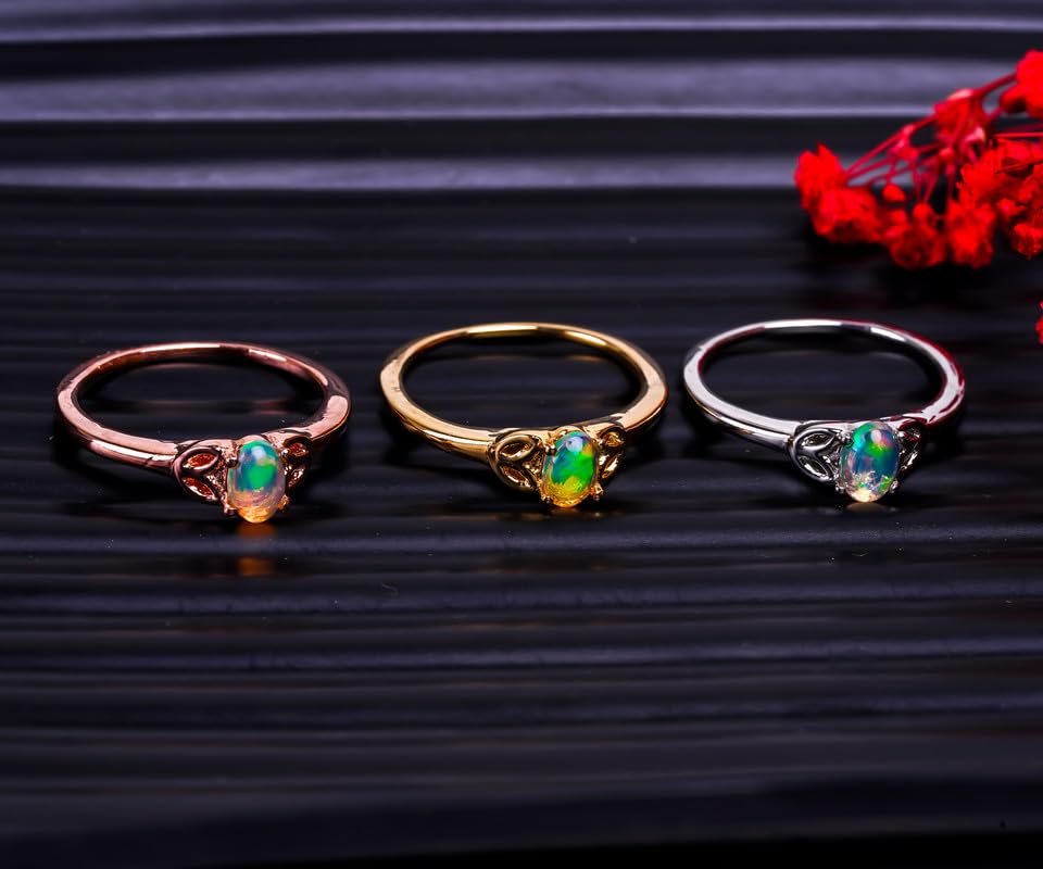 Bague opale de feu argent 925 cadeau idéal naissance octobre
