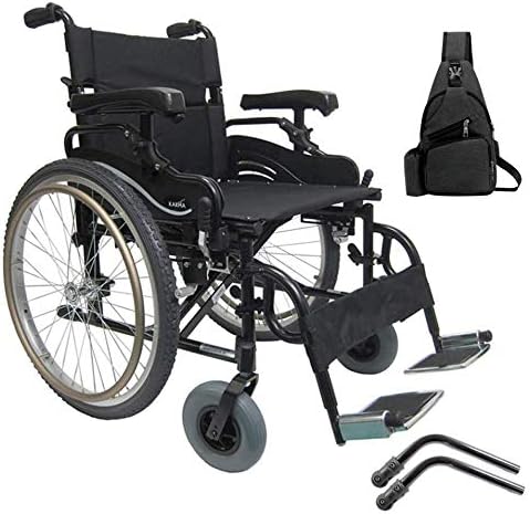 Karman KM8520F22W Aluminum Lightweight Bariatric Manual Wheelchair, Fixed Wheels & Heavy-Duty Front Polyurethane Casters 22"W X 18" D Seat & Free Anti-tippers +Black Medical Utility Bag!