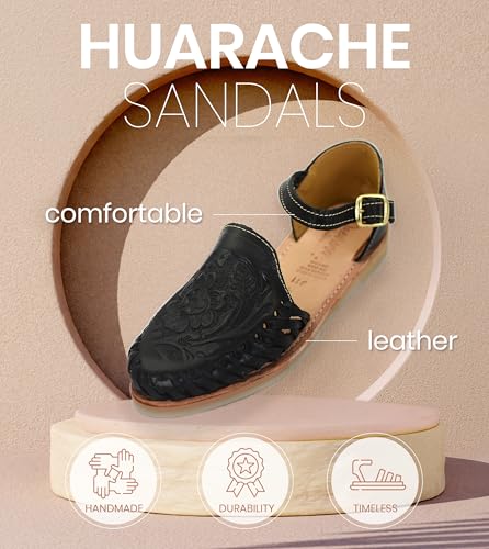 Macarena Collection Womens Shoes Leather Sandals Ankle for Women | Huarache Handmade Mexican Sandals Women | Comfortable & Stylish Womens Sandals 9113