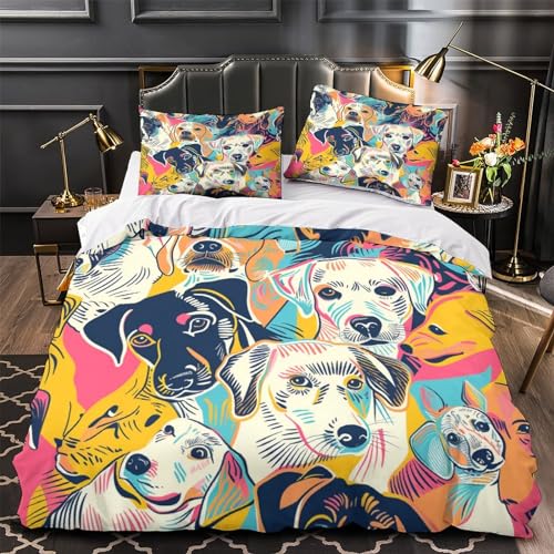 Housse de couette chien microfibre fermeture éclair lit 260x220
