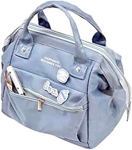 RICHTRUE Lonchera Kawaii para niñas, lonchera aislada, lindas, para mujeres, lonchera aislada para niños (azul, 3 pines)