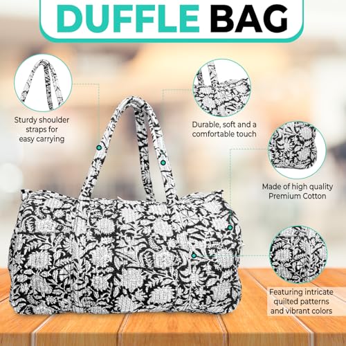 Duffle Bag – Handmade Block Print Duffle, Boho, Weekender, Travel Tote | Overnight Gym Yoga | Sustainable Cotton | Maternity, Hospital & Pregnancy Essentials | Washable2