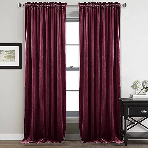 Stangh Velvet Curtains 96 Inches Long - Burgundy Luxury Theater Curtains With Super Soft Velvet Fabric, Privacy Thermal Insulted Window Curtain Panels For Living Room, Burgundy, W52 X L96, 2 Panels #TOP7
