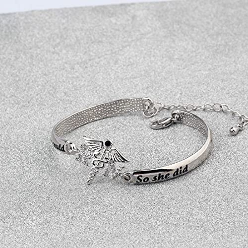 Image of CHOORO RN Bracelet RN nurse Graduation Gift She Believed She Could So She Did Charm Bracelet Registered Nurse Gift For Graduation