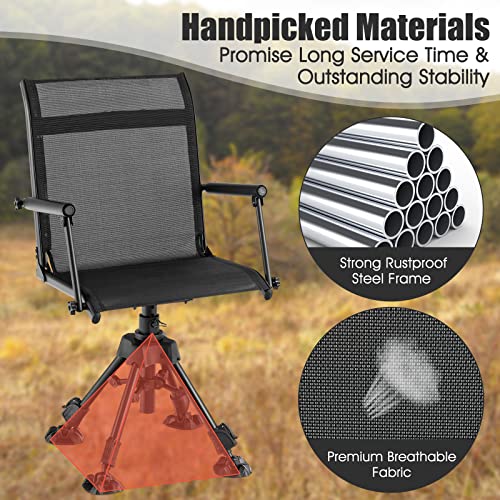 Image of Tangkula 360 Degree Swivel Hunting Chair with 4 Adjustable Legs
