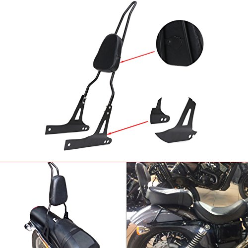 Aufer Detachable Black Passenger Backrest Sissy Bar With Pad Compatible With For Dyna Street Bob Super Glide Low Rider Wide Glide Fxd Fxdb Fxdc Fxdl Fxdwg Fxdse 2006-Up #TOP4
