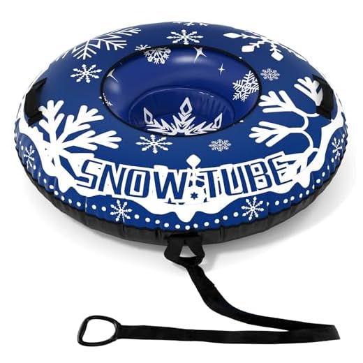COSTWAY Aufblasbarer Schneereifen mit Schleppleine, 107 cm Snowtube, aufblasbarer Schlitten mit Griffen, Rodelreifen für Kinder und Erwachsene (Blau)