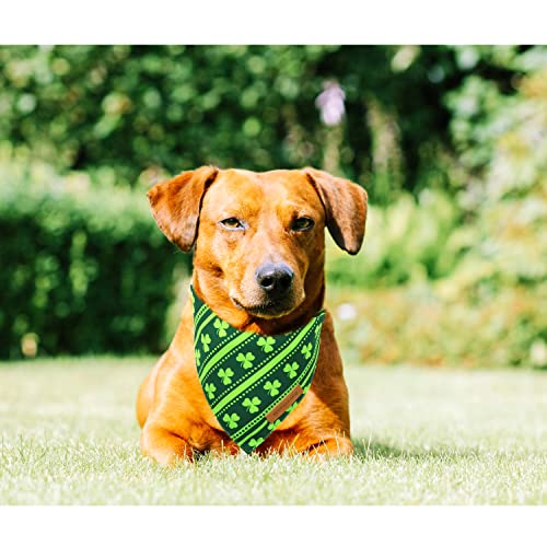 Realeaf St. Patrick's Day Dog Bandanas 2 Pack, Reversible Green Shamrock Pet Scarf For Boy And Girl, Premium Durable Fabric, Holiday Bandana For Large And Extra Large Dogs (X-Large) #TOP5