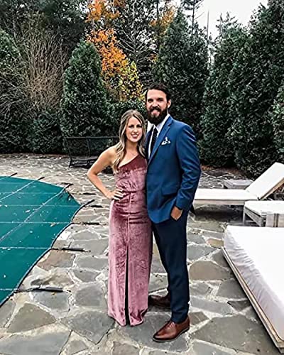 Qqcute Women's One Shoulder Velvet Prom Dresses A Line Long Formal Evening Gowns Party White Dresses(Us24) #TOP3