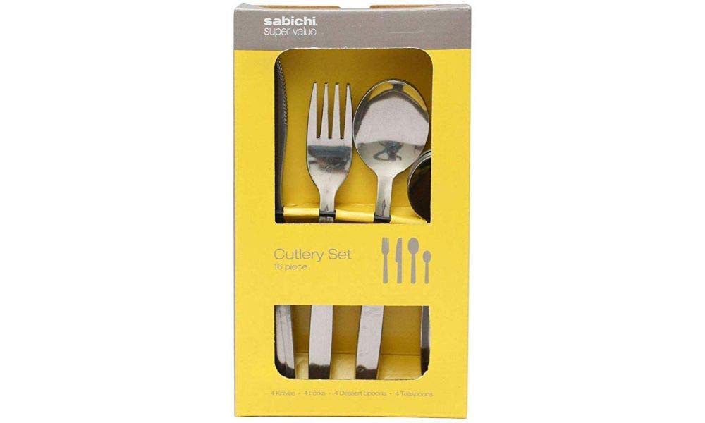 Sabichi Stainless Steel Cutlery | Super Value Set of 16 Pieces | 4 Table Spoons, 4 Table Forks, 4 Tea Spoons and 4 Table Knives| Dishwasher Safe
