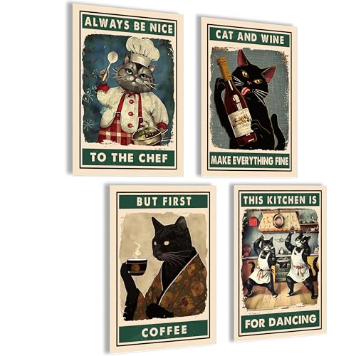 Mojoliving Lot de Posters Modernes pour Cuisine et Salon - Tableaux Muraux Esthétiques - Décoration Murale Vintage