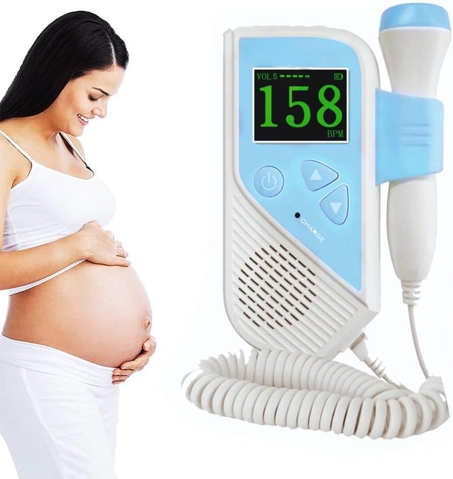 KORRIDA Fetal Heart Doppler KM-200, Fetal Heart Rate Monitor for Home and Clinic with USB Charging, Headphone Jack with Built-in Speaker (Pack of 1)