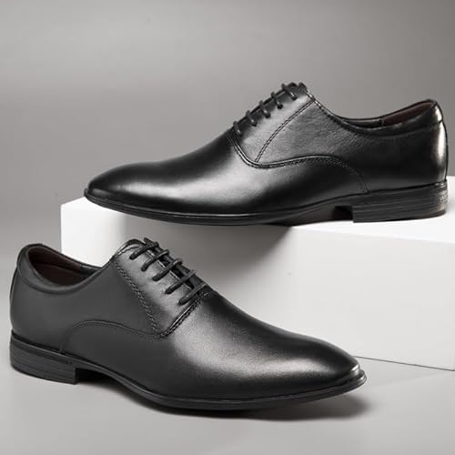 Sapatos Oxford Masculinos Com Cadarço Cor Sólida Biqueira Redonda Sapatos De Couro Antiderrapante So
