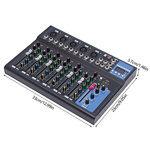Bluetooth Portable Audio Mixer W/Usb Dj Sound Mixing Console Mp3 Jack 48V Power, Bluetooth Mixer Audio, 7 Channel Mixer For Studio Recording, Home Ktv(7 Channel) #TOP6