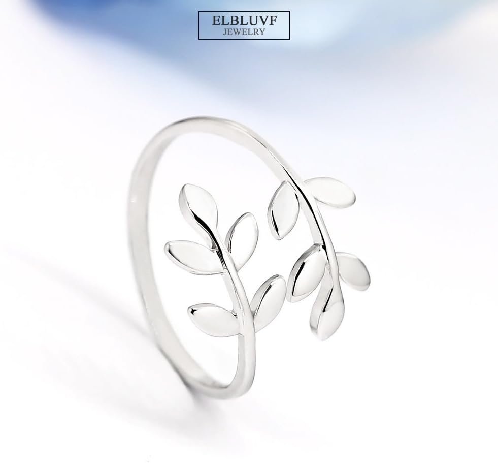 18k Stainless Steel Silver Gold Rose Gold Plated Leaves Leaf Laurel Adjustable Branch Ring Women Jewelry