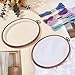 CABODYALS 2Pcs Oval Embroidery Hoop Vintage Plastic Imitation Wooden Cross Stitch Ornaments Alloy Hanging Ring Display Decorative Frame Walnut Embroideried Quilting Hoops for Art Craft Wall Decor