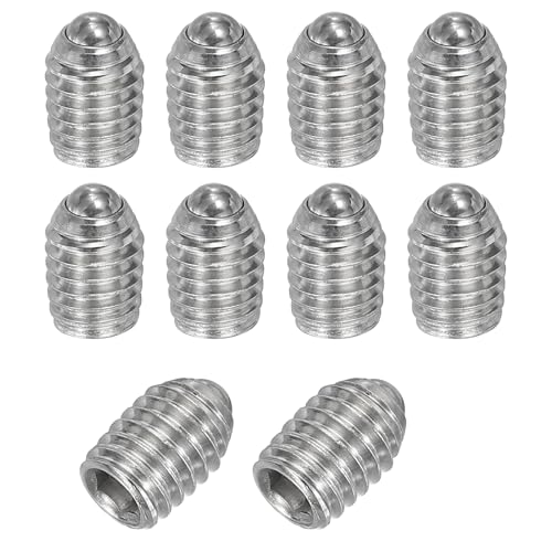 PATIKIL M6x8mm Ball Point Set Screws, 10 Pcs 304 Stainless Steel Hex Socket Spring Ball Point Grub Screws for Industrial Machine Home Furniture Workplaces, Silver